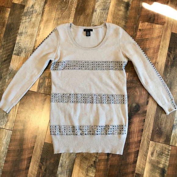 BCBG MaxAzria Camel/Tan Embellished Sweater Tunic - Picture 2 of 7